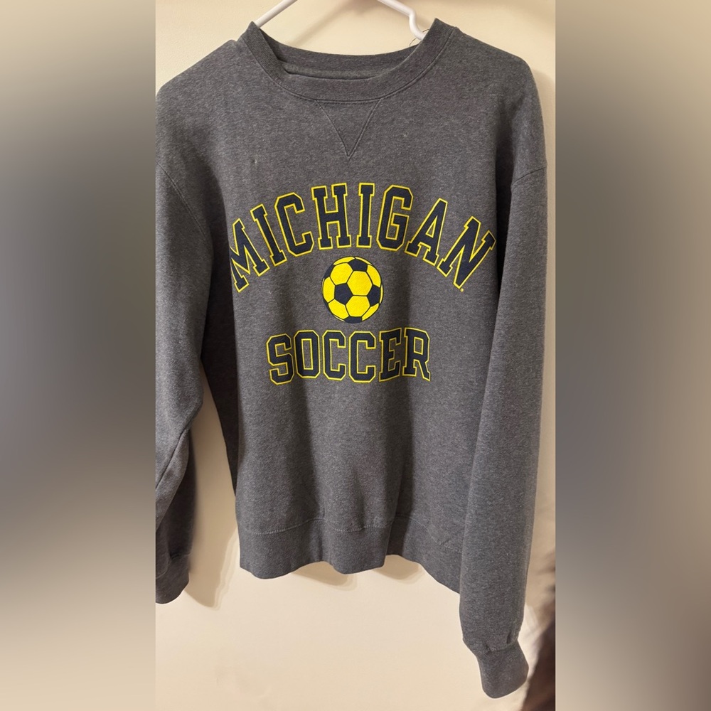Gray Michigan Soccer Crew Sweatshirt